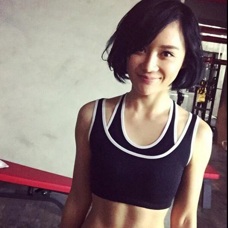 MAIJION Absorb Sweat Quick Dry Shockproof Fake Two-piece Sports Bra Fitness Underwear Running Sleep Vest Crop Top Seamless Bras