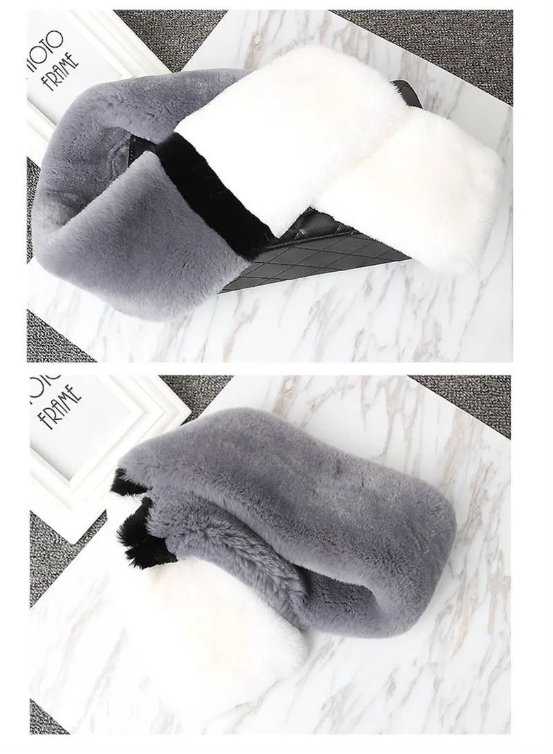 color rex rabbit scarf grey white 1