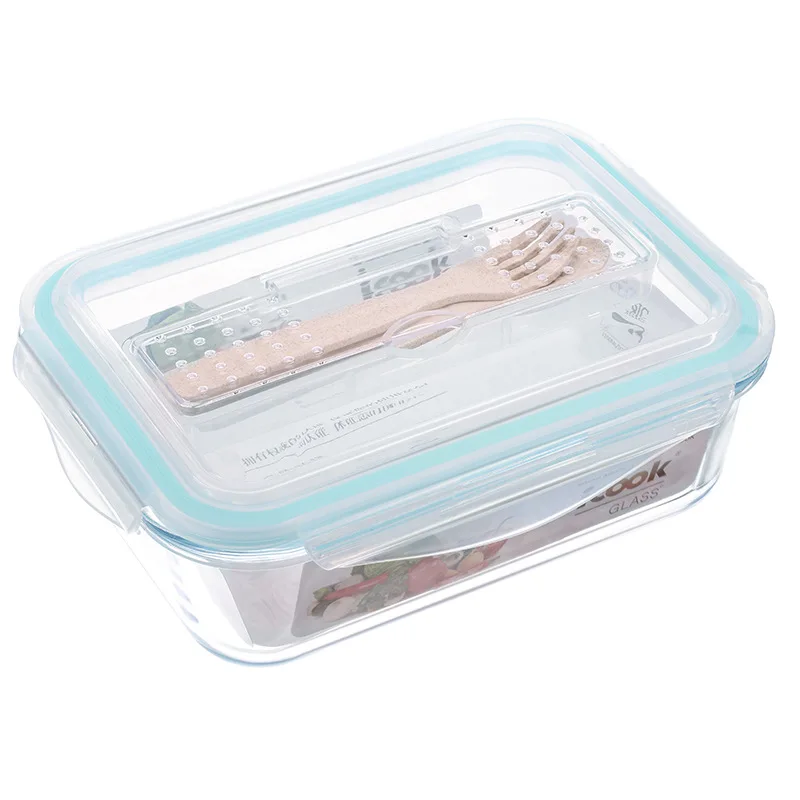Корейский стиль Ланч бокс стеклянный микроволновый Bento ящик для хранения еды