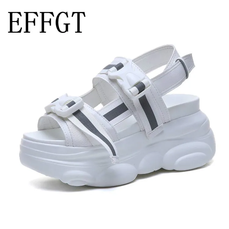 

EFFGT 2019 Summer Women Shoes Roman Casual Sandals Platform Wedges Outside beach Sandals Round-toe Open Toe sneaker sandals A62