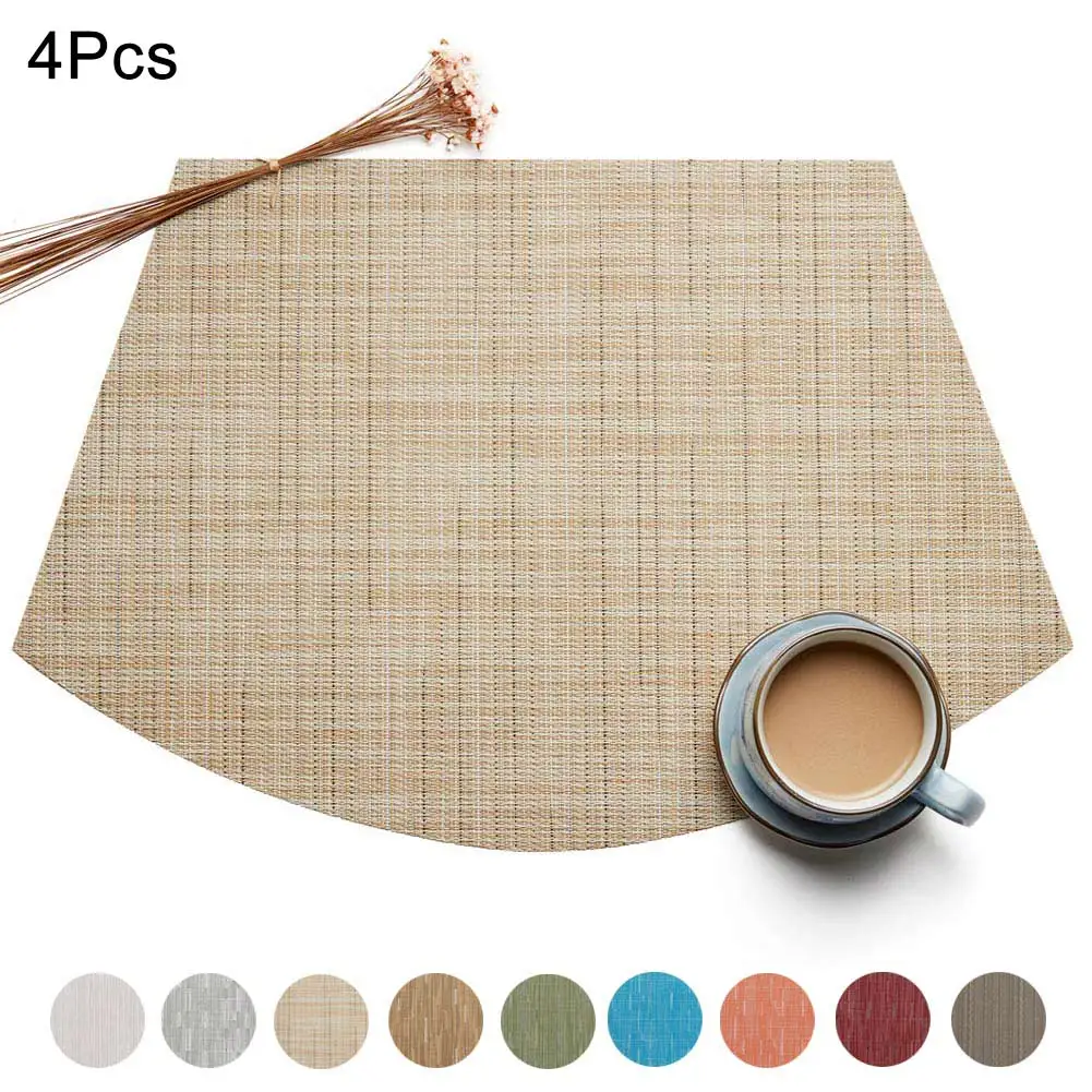 

4pcs Wedge Dining Table Placemats Heat-resistant Placemats Anti-slip Stain Resistant Washable Mat 2018ing