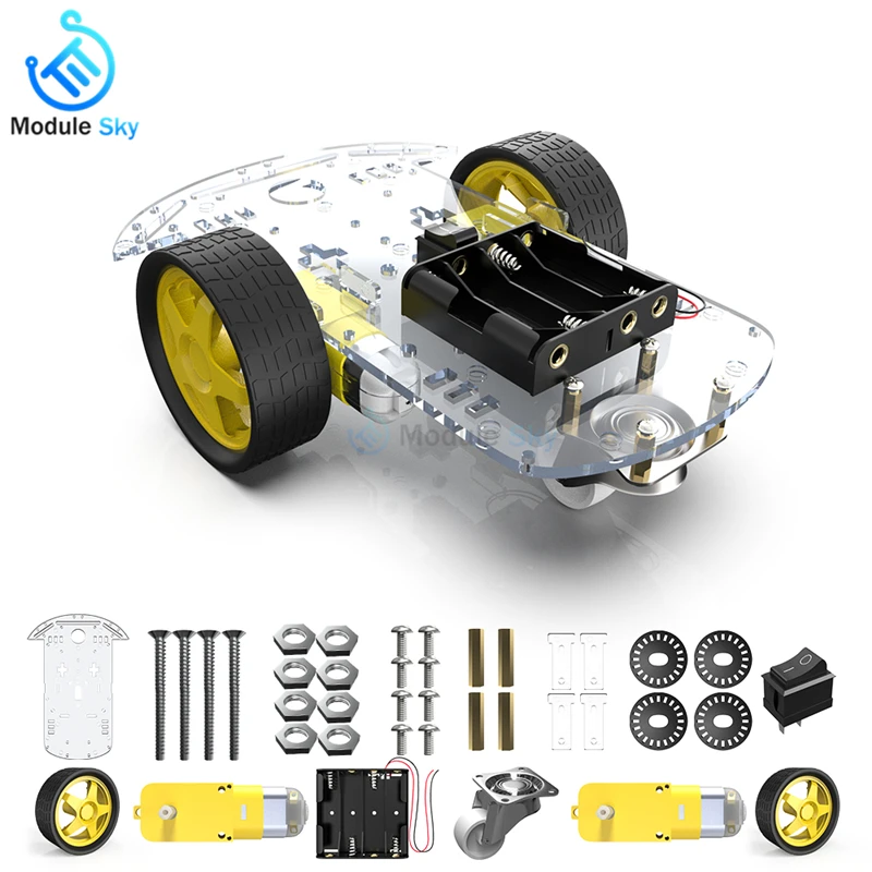 

Motor Smart Robot Car Chassis Kit Speed Encoder Battery Box 2WD With 1:48 Motor Driver Diy Kit For Arduino Robot