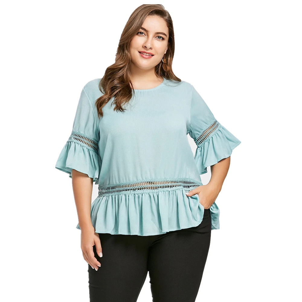 Aliexpress.com : Buy Plus Size Short Sleeves Round Neck Blouse Summer ...