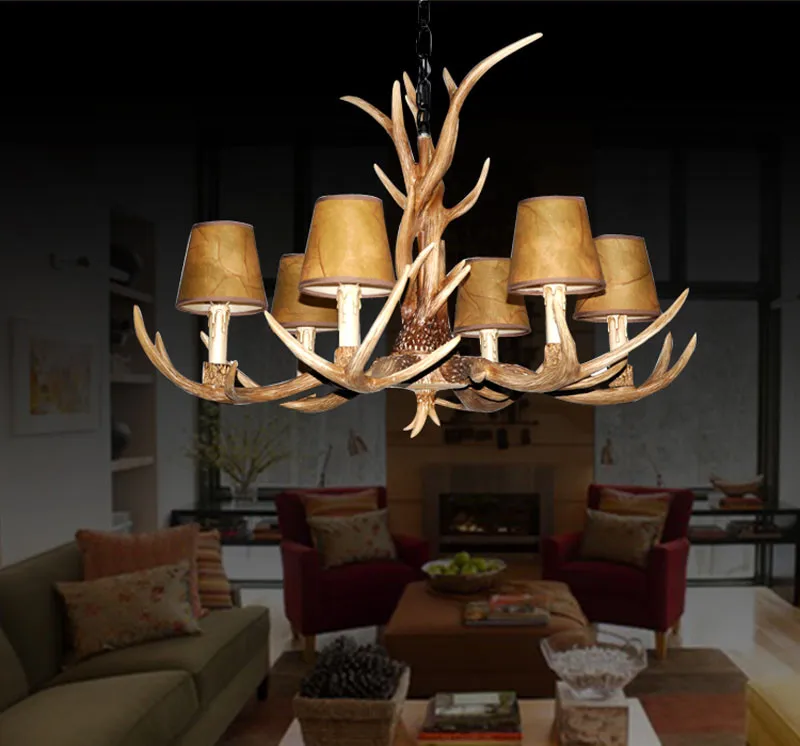 Countryside 6 Heads Chandelier for Home lighting decoration indoor christmas lamp pendentes e lustres Antlers wooden pendant chandelier5