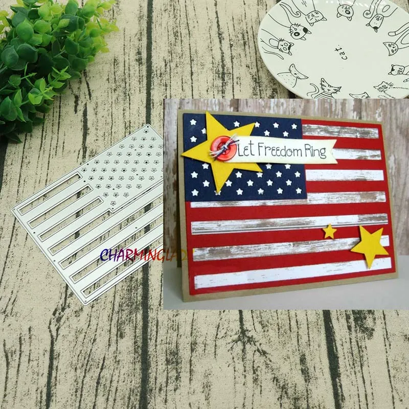 American flag Metal Cutting Dies Stencil for DIY Scrapbooking Embossing