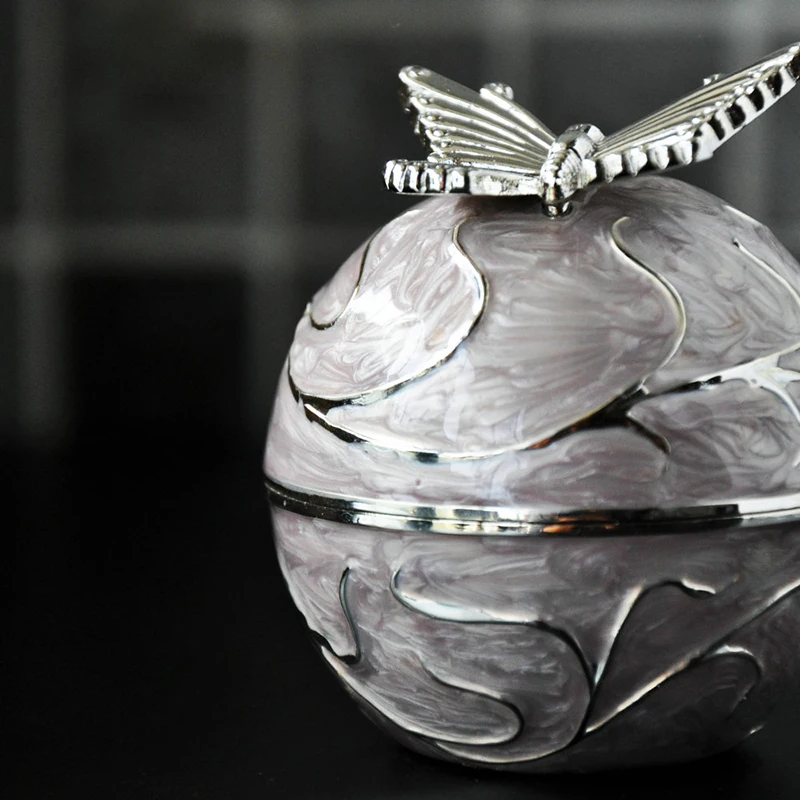 Butterfly Jewelry Box Round European Ring Boxes Princess Earring Bracelet Necklace Organizer Metal Polishing Curve Storage Box