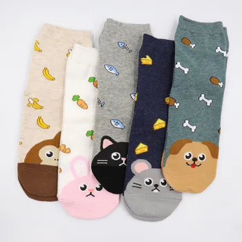 

high quality Cartoon woman Socks cat dog monkey bear cute Animal Socks cotton Socks Hipster Skatebord Funny Socks