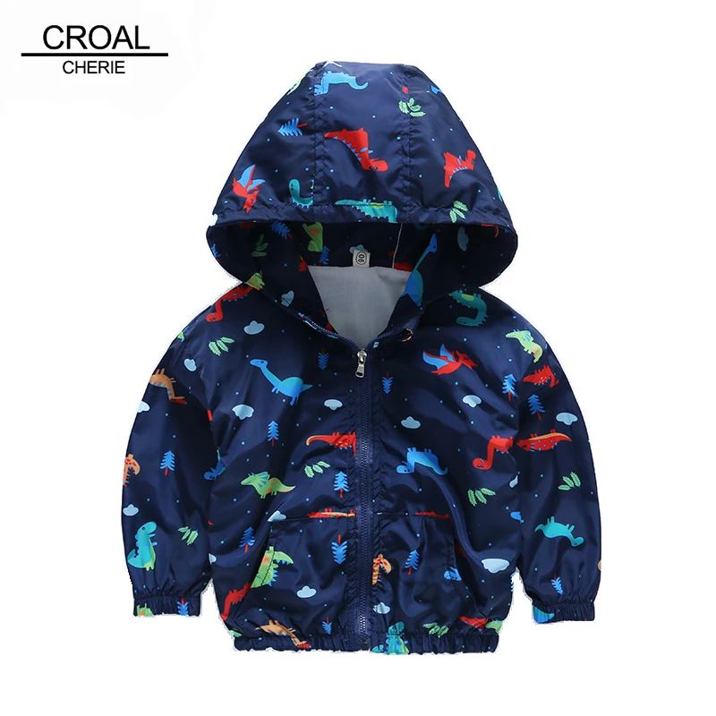 

CROAL CHERIE 80-130cm Cute Dinosaur Printing Windbreaker Boys jacket for Kids girls Trench Coats 2018 Spring Children Clothes