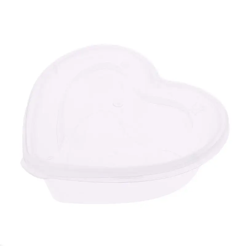 

Heart Shape Clear Plastic Sauce Chutney Cups Food Container Slime Storage Box Case With Lid 120ml