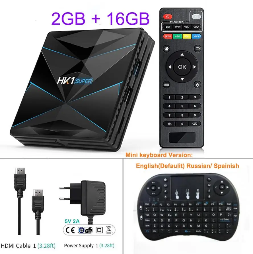 Super HK1 Android 9 Smart tv BOX Google Assistant RK3318 4K 3D HD 4G 64G 2,4G 5G Wifi tv Play Store Бесплатные приложения быстрая телеприставка - Цвет: 2GB 16GB Keyboard