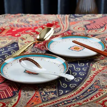 

Creative ceramic tableware snack cake plate ceramic dishes seasoning dish round flavor dish bone china plate dining appliance