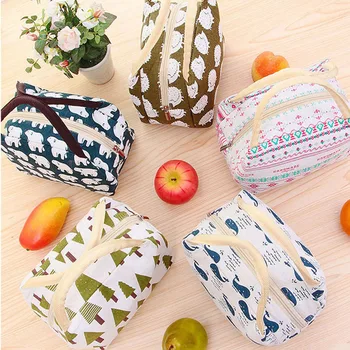 

2019 Women kids Cooler Lunch Box Bag Tote canvas lunch bag Insulation Package Portable Waterproof Lunch Bag