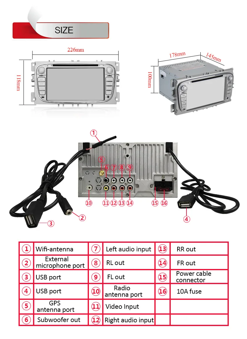 Clearance 7 Inch HD Android 8.1 Car Stereo Radio GPS Navigation Audio for Ford Focus / Mondeo / S-max / C-max / Galaxy With Canubus 13