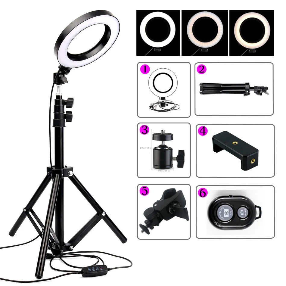 

Photography lighting Dimmable LED Selfie Ring Light Youtube Video Live 3500-5500k Photo Studio Light ring lamp With Tripod