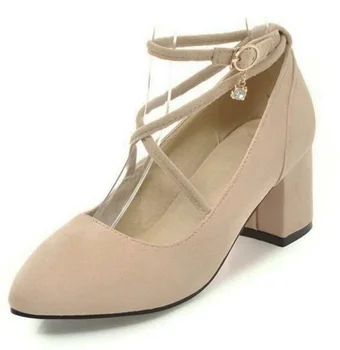 

Chaussure Femme Chunky Zapatos Mujer Wedding Shoes Woman High Heels Ladies Belt Buckle Women Pumps Nice Spring Female C161628