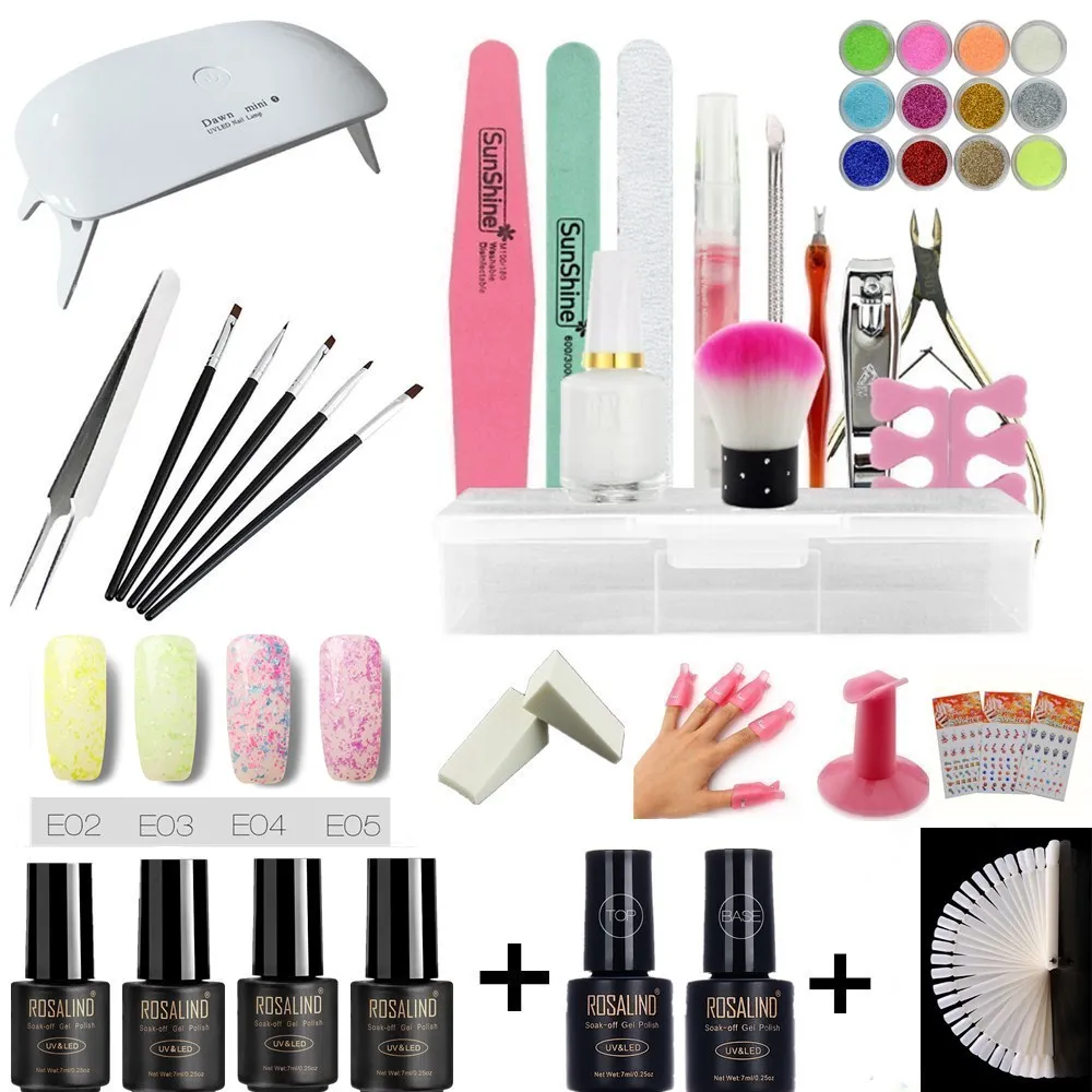 

Manicure Set Tool Set UV LED Light & 4 Color UV Gel Nail Polish Art Tool Nail Set Building Gel Set