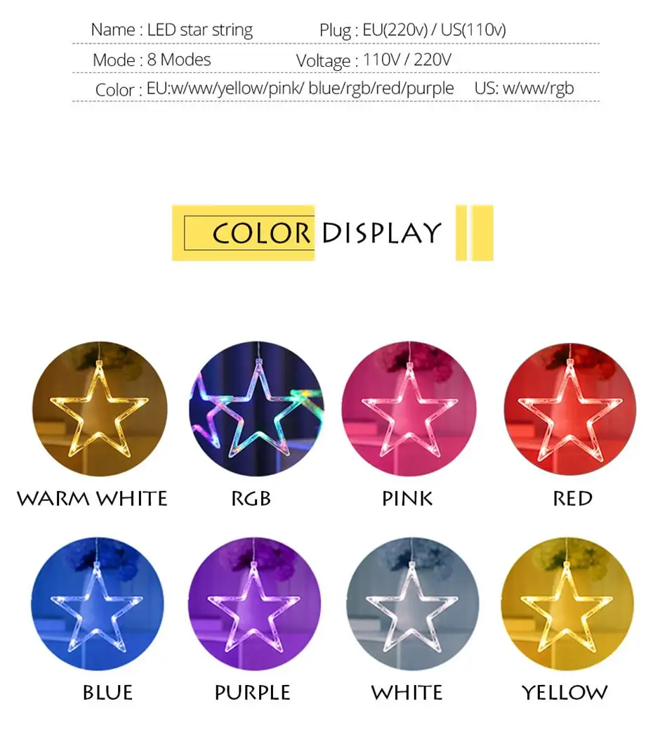 3M Christmas LED Lights 110V 220V Romantic Fairy Star LED Curtain String Lighting For Holiday Wedding Garland Party Decoration (3)