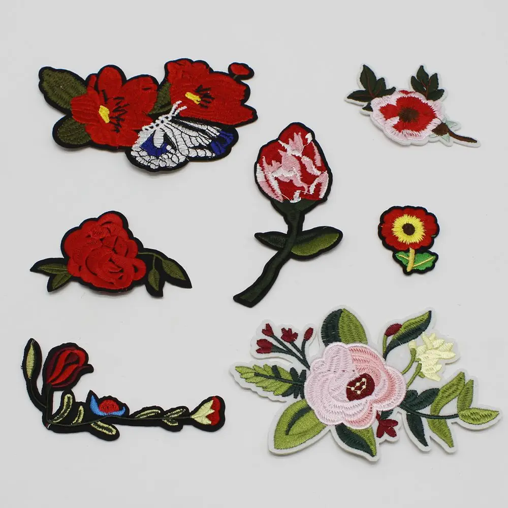 

1pcs / lot top red rose flower patchwork sticker 3d embroidery patchwork patches sequin patch patch clothing women's diy childre