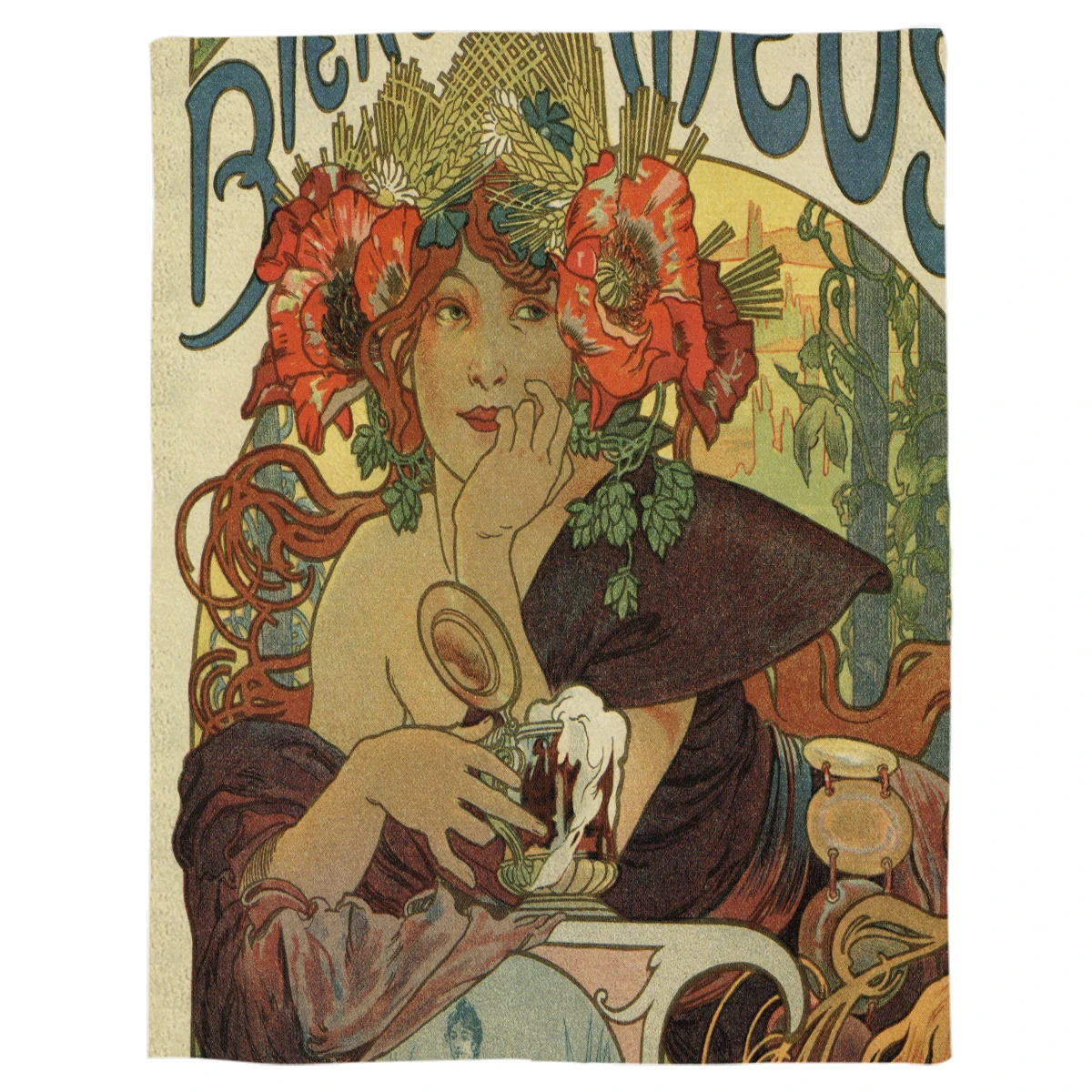 Alfons Mucha Арт-нуво пиво Ad пледы одеяло теплое одеяло из микрофибры фланелевое одеяло для спальни