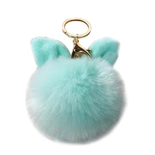 Bunny Key Chain Artificial Rabbit Fur Ball Key Rings PompomBag Rabbit Hair Pet Car Pendant Decorate Supplies