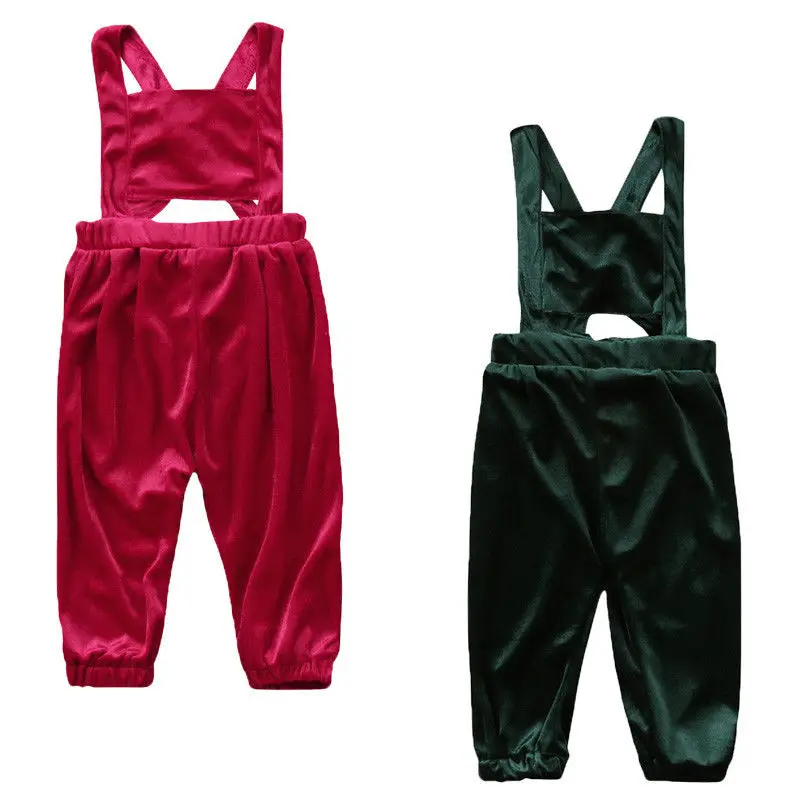 Newborn Baby Girls Velvet Overalls Rompers Jumpsuit Velvet Bib Pants Overalls Clothes Backless