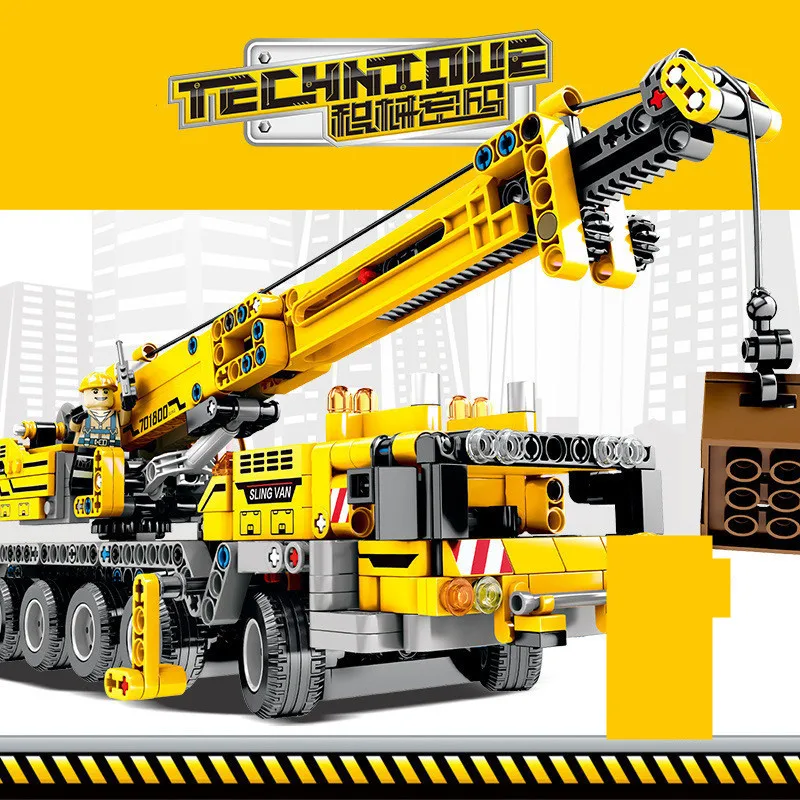 

665Pcs City Engineering Technic Machine Crane Car Building Blocks Bricks DIY Educational Toys For Children