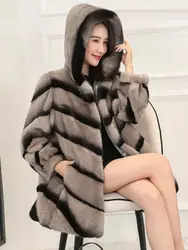 Женская норковая шуба 2019 зимняя новая теплая Женская куртка с капюшоном роскошная женская куртка из меха норки