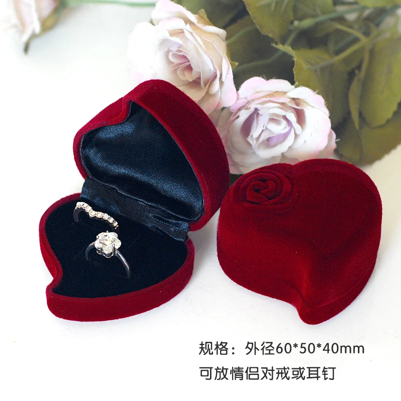 12 шт. коробочки для сережек в форме сердца темно красного цвета|heart shaped ring box|earring
