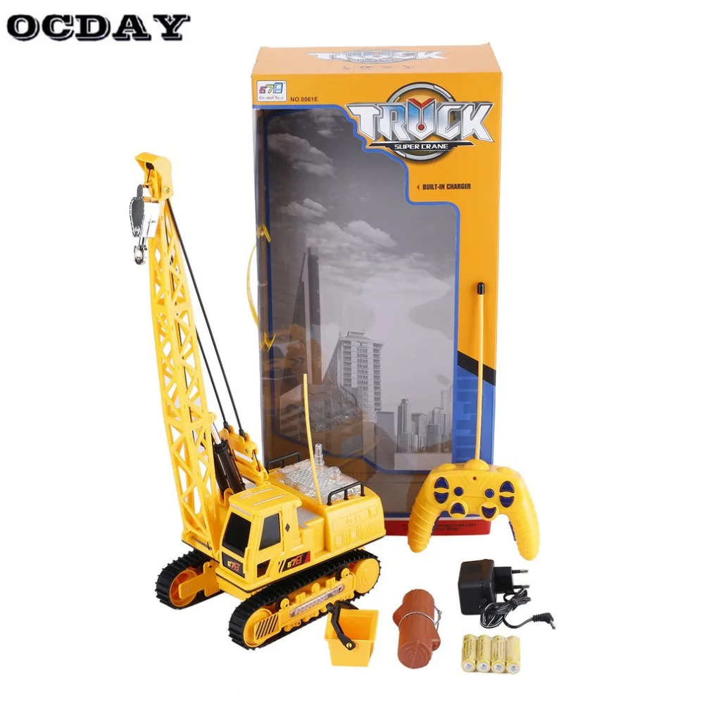

OCDAY Kids Toys RC Car Excavator Crawler Digger Music Light Wireless Remote Control Crane Model Electric Engineering Vehicle Toy