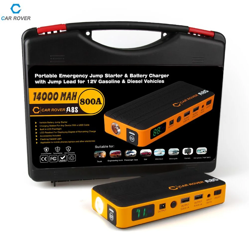 Car Rover 14000mah Car Jump Starter Power Bank Auto Battery Booster Pack 800A Peak Current for 3