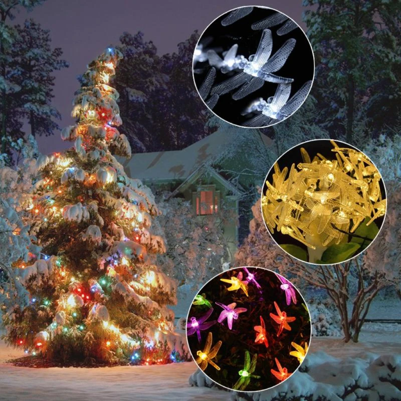 

20 LED Dragonfly Decorative Lights 8-Mode Solar Powered String Party Holiday Christmas L15