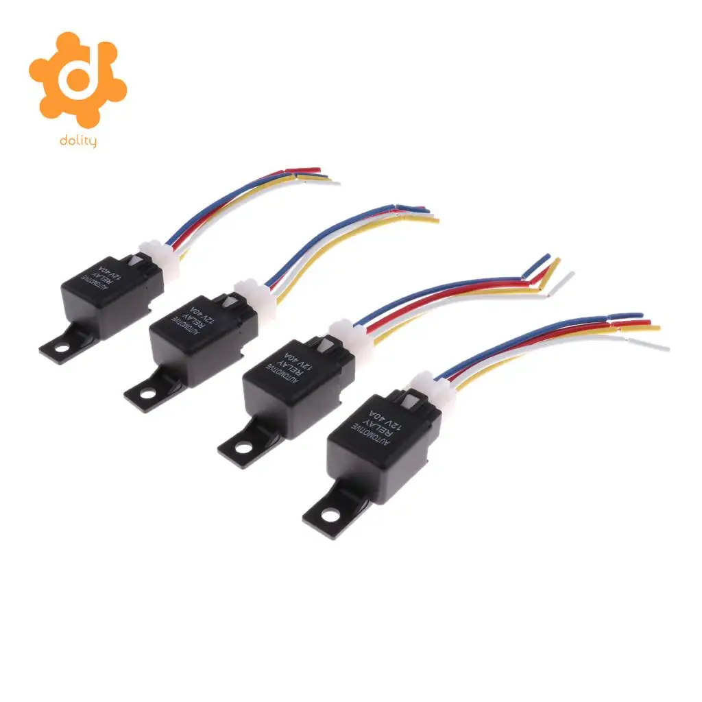  4 Pieces Car 12V 40A 4 Pin SPST Air Conditioning Relay with Harness Socket
