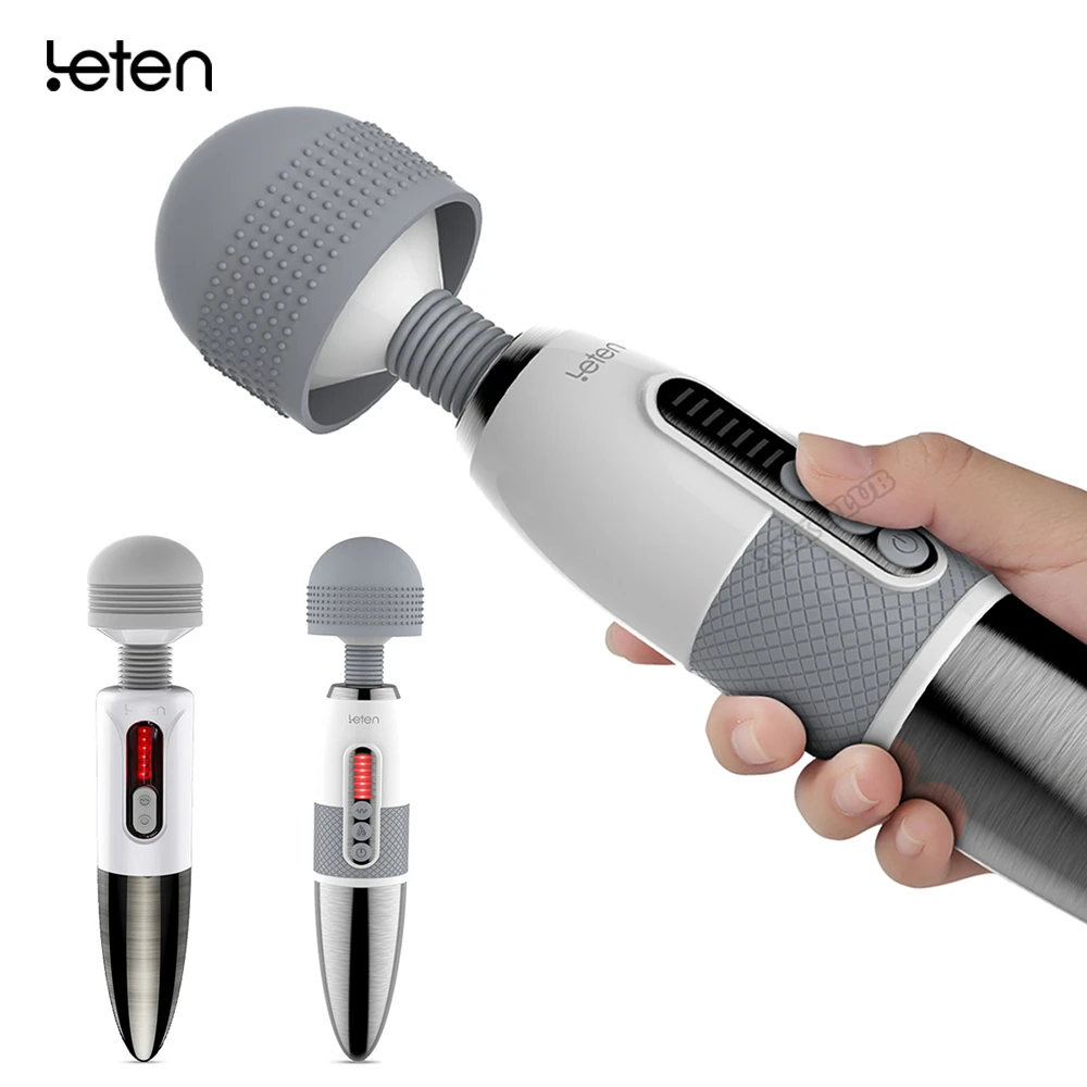 Baratos Vibrador de varita mágica Leten potente cabeza grande, Juguetes sexuales AV stick para mujer clítoris, masajeador de masturbación femenino recargable