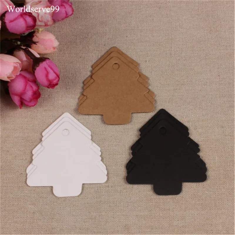 

Christmas Tree Kraft Paper Price Hang Tags Wedding Party DIY Crafts Cards Xmas Gift Bookmark Label Blank Hand Luggage Note