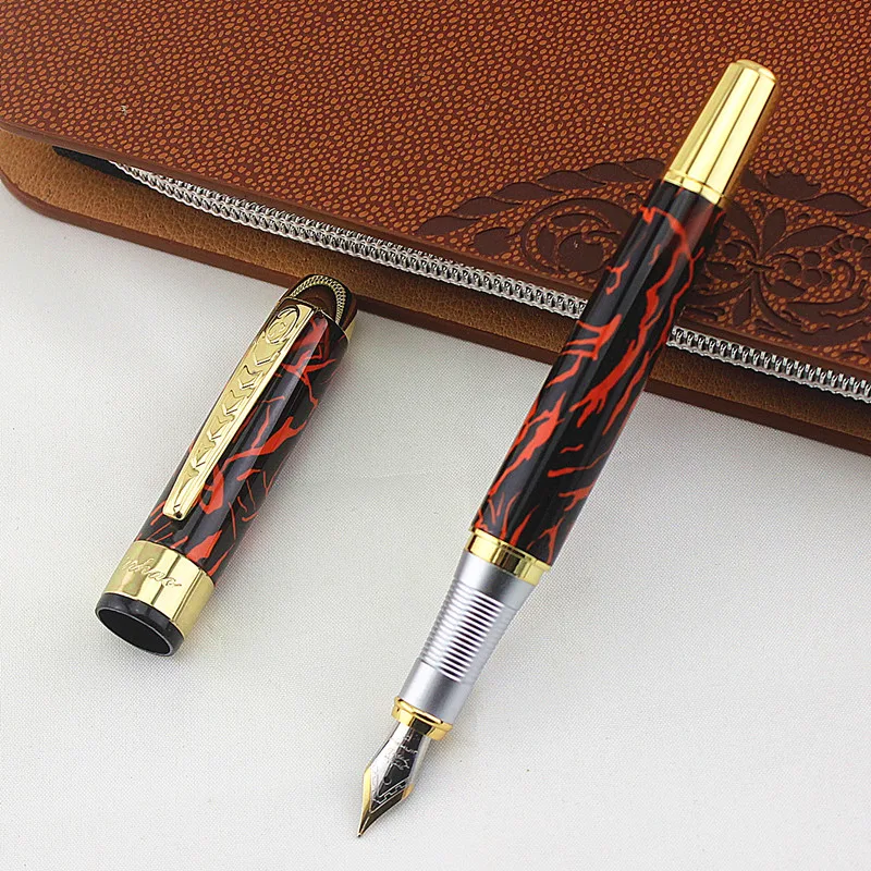 

JINHAO Luxury Gold Powder Paint Red Business Medium Nib fountain Pen school writing pen