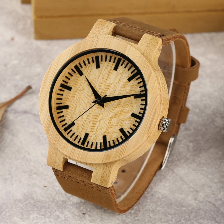 Creative White Spot Design Wooden Watches Quartz Watches Men Pure Bamboo Woody Wristwatches for Men Clock Male Gift Reloj Hombre 2012 2020 2024 (5)