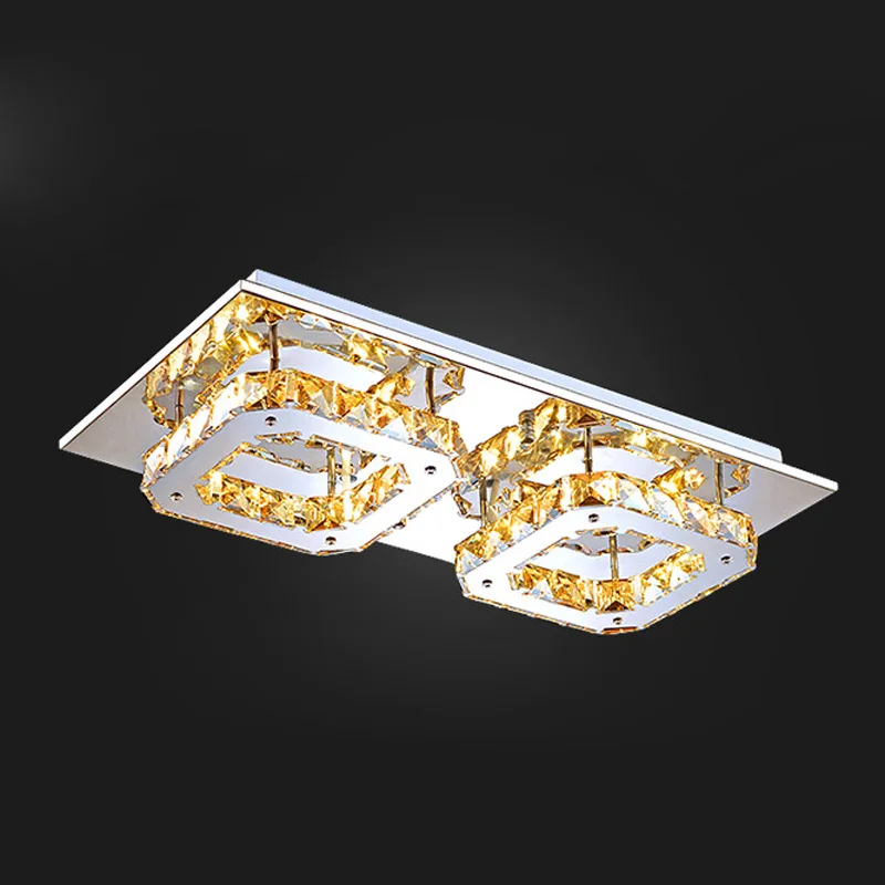 

Ecolight Modern Crystal Led Ceiling Light 2 Lights Ceiling Lamp with Amber Crystal Stainless Steel Led Flush Mount Hallway Light