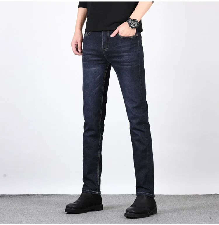 Новые мужские брендовые тонкие эластичные джинсы, модные деловые классические стильные обтягивающие джинсы, джинсовые мужские штаны