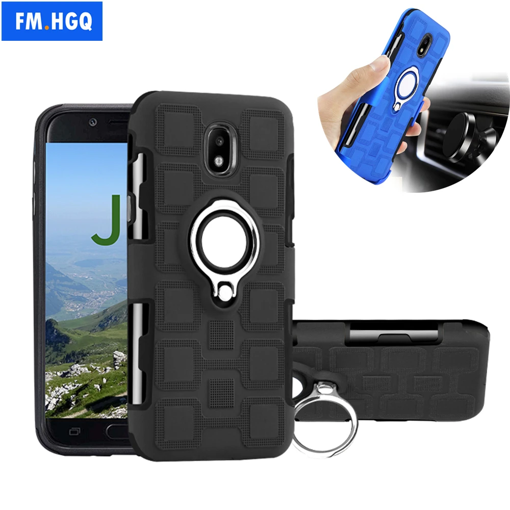 

For Samsung Galaxy J5 2017 J530 Case Cover Metal Ring Stand TPU+PC 2 In 1 Magnetic Car Mount Case For J7 2017 J730 EU Version