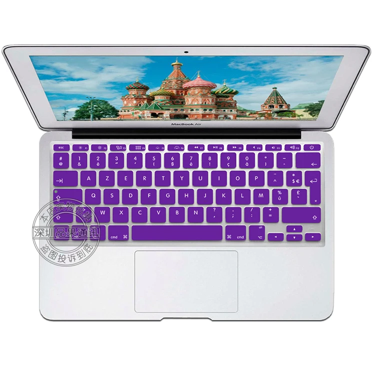 Coosbo-Франция/Французский AZERTY Красочные Силиконовый чехол кожи защита наклейка для 1" Mac MacBook Air/ 11 дюймов air11 - Цвет: purple