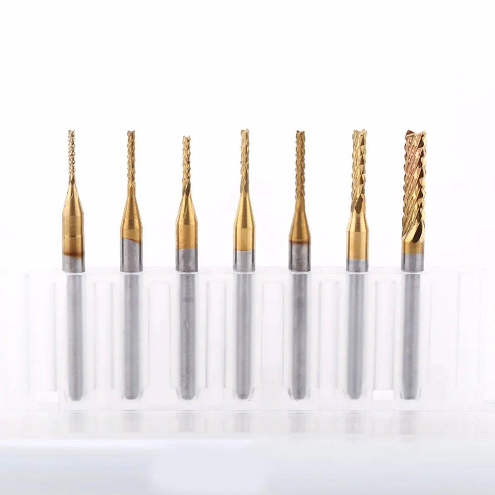 7pcs/set Cemented Carbide End Mill Engraving Drill Bit CNC Rotary Burr
