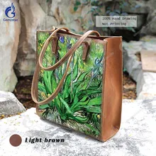 Сумка из натуральной кожи с натуральным лицевым покрытием, роскошные сумки через плечо для женщин, высокое качество, ручная роспись, Сумка с цветочным рисунком, новинка, большая сумка-тоут, женские сумки