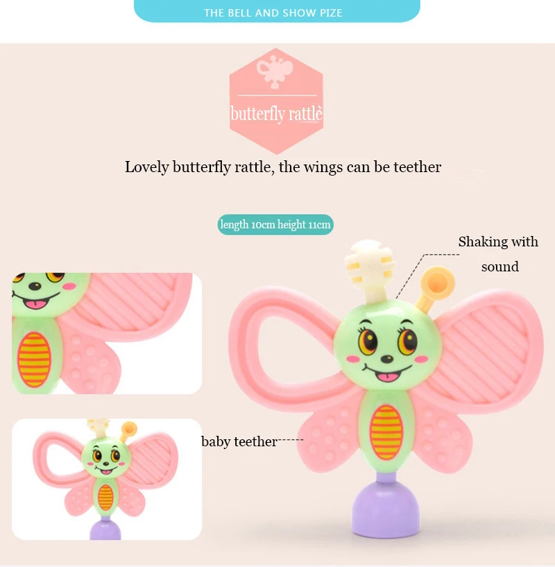 Bavoirsj 6pc-10pc/Set Cartoon Montessori Toys Teething Kids Educational Crib Mobiles Baby Toy for Girls Waldorf Rattle Toy T000