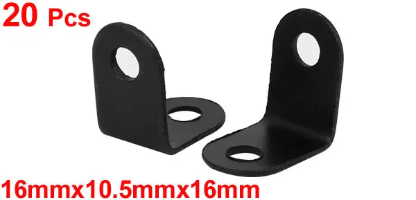 UXCELL 16mmx10.5mmx16mm L Shape Metal Angle Brackets Corner Braces Black 20pcs