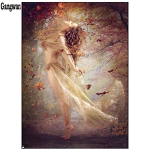 5D DIY Фото Пользовательские лес, нарисованный бриллиантами изображение девушки из страз Алмазная вышивка 5D крестиком домашний декор paitning