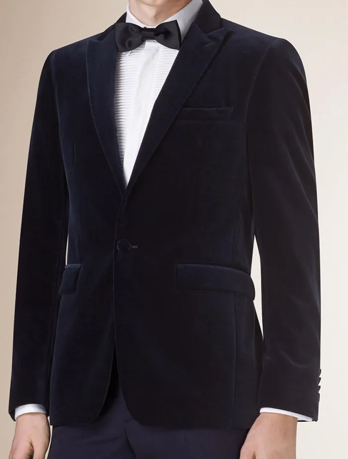 Mens Velvet Blazers Tailor Made Slim Fit Midnight Blue Velvet Blazer
