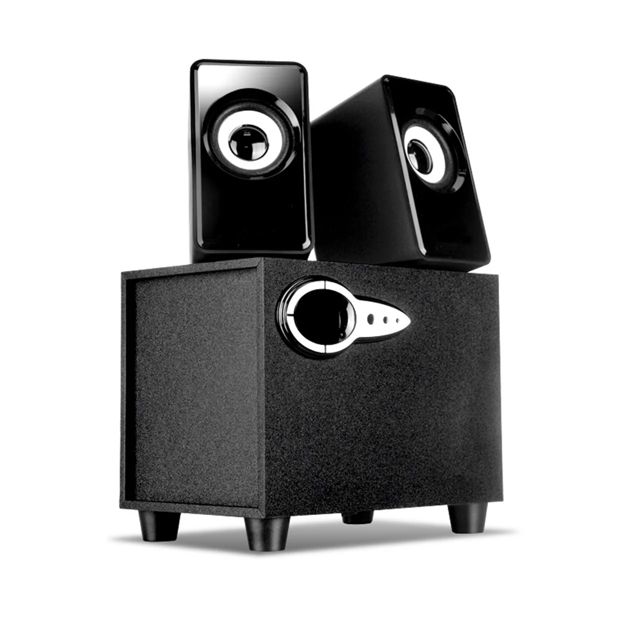 

Computer USB Subwoofer Audio Notebook Wooden Speaker with Deep Bass USB Wired Powered 2.1 3 Channel Active Multimedia Speaker