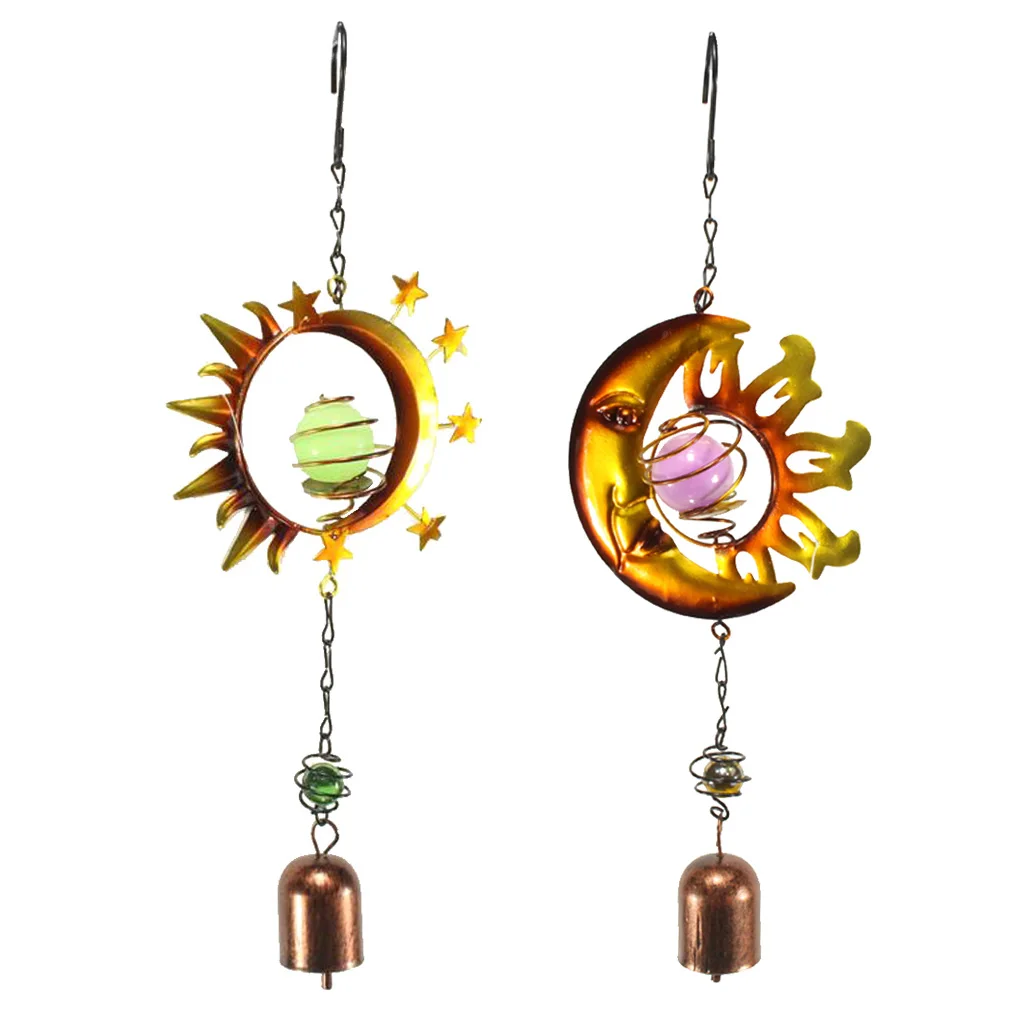 

Metal Hanging Garden Wind Spinner Sun/Moon Model Statue Garden Home Ornament