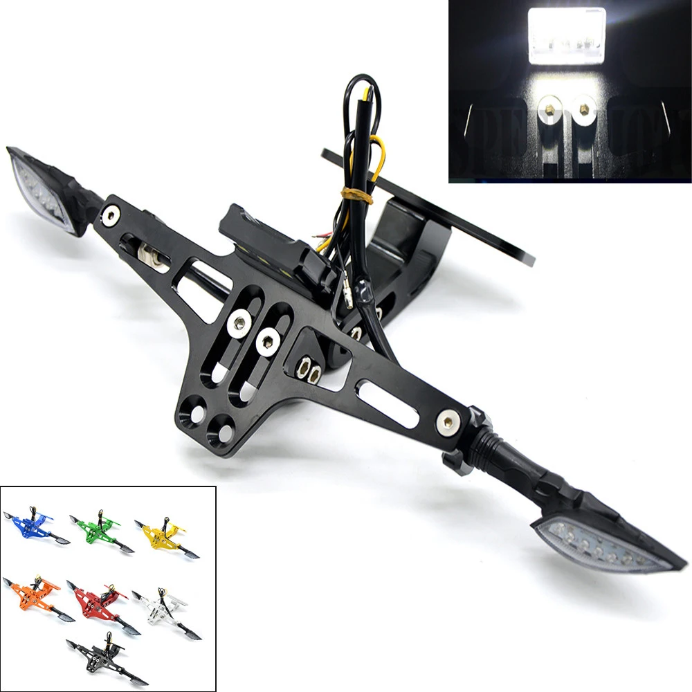 For Kawasaki z800 z1000 YamahaTMAX500 530 KTM DUKE 250 390 Honda CBR250R motorcycle License Plate Bracket Holder with turn light