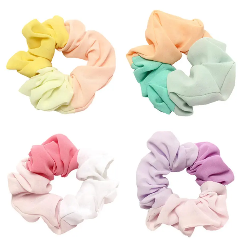

2pcs Candy color Chiffon Hair Scrunchies For Ponytail Holder Lady Elastic Headbands Women Hair Tie Gum for Hair Hair Accessories